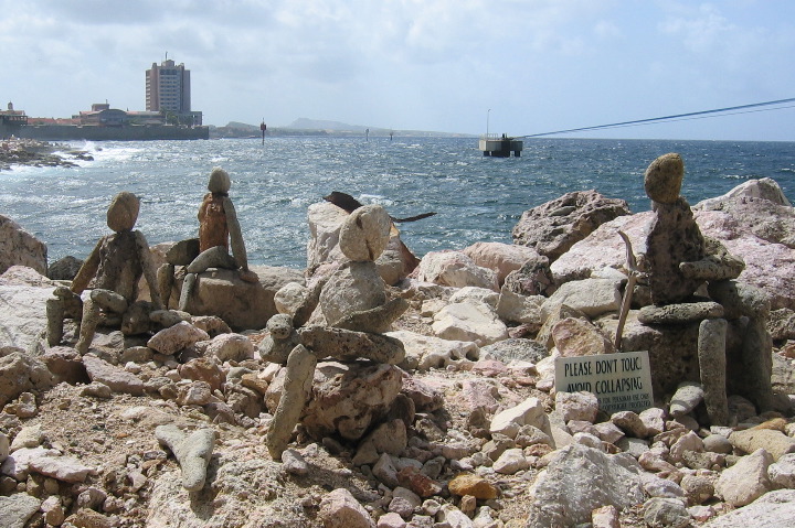 Stone people statues in Curacao