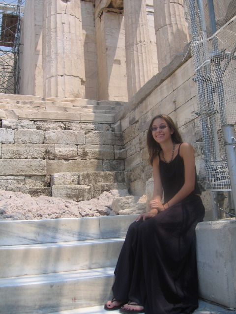 Kelsey surrounded by Ancient Greek splendour (by Debbie)