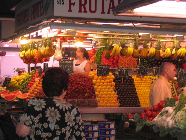 Fruit stand at "La Boqueria" on La Rambla (By Kelsey)